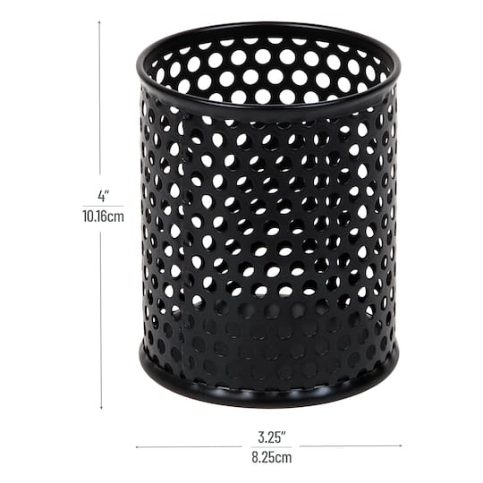 Mind Reader Metal Pen Cups, Mesh Pencil Holders, Desktop Organizer Set, Metal, Set of 3, Black